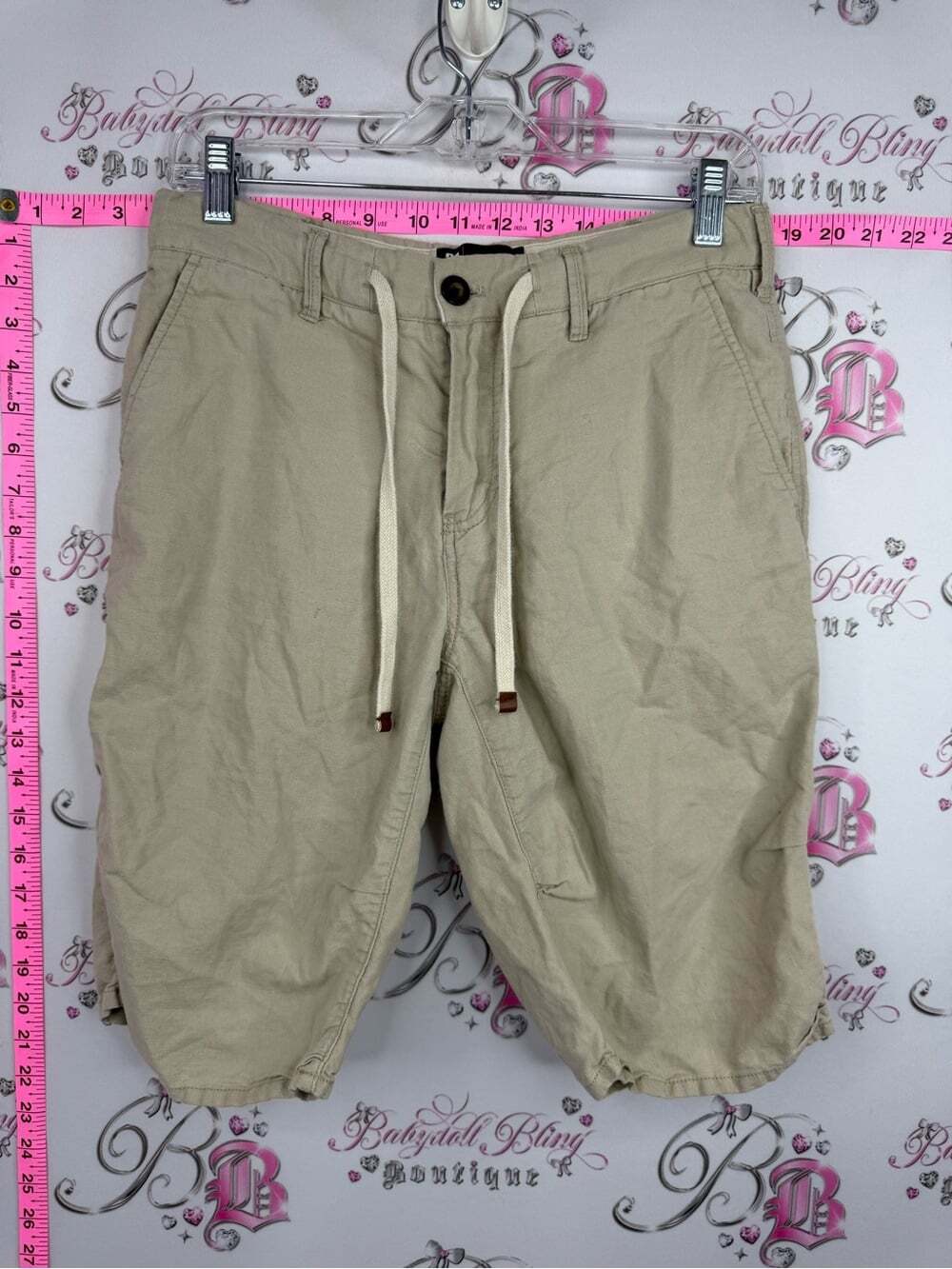 Simons shorts long style cotton Beige Drawstring Cargo Shorts